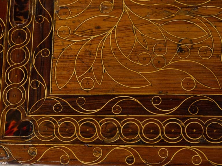 19th Century Italian Inlaid Wood Side Table with Tortoiseshell Accents - Image 11