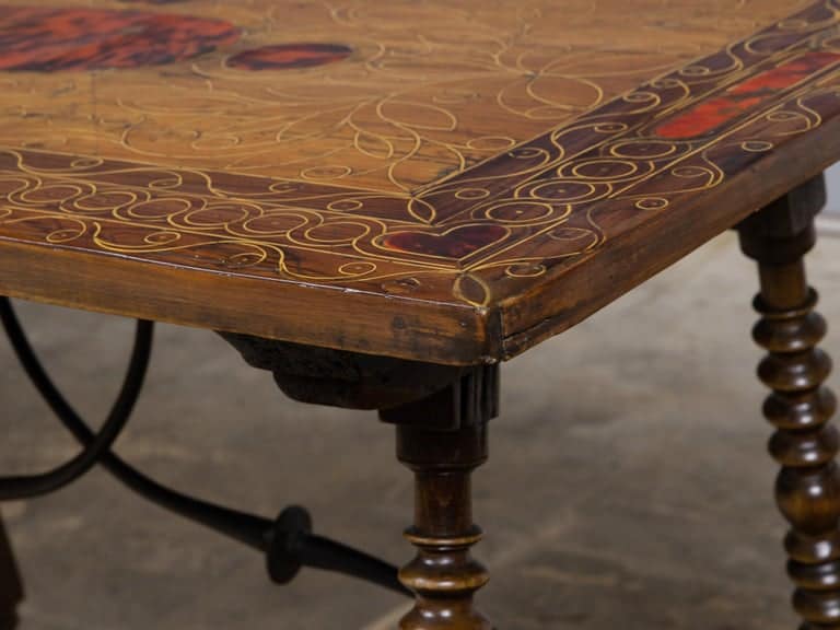 19th Century Italian Inlaid Wood Side Table with Tortoiseshell Accents - Image 10