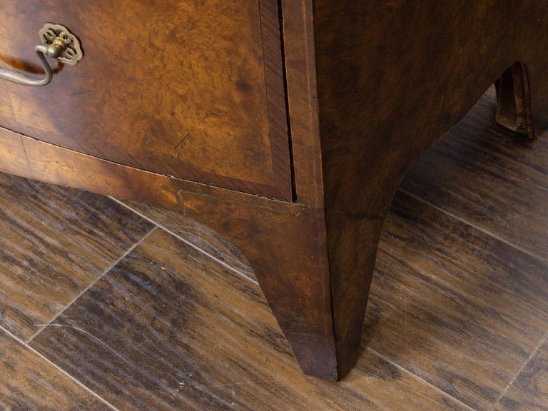 Early 19th Century English Regency Burr Walnut Bow-Front Chest of Drawers - Image 10