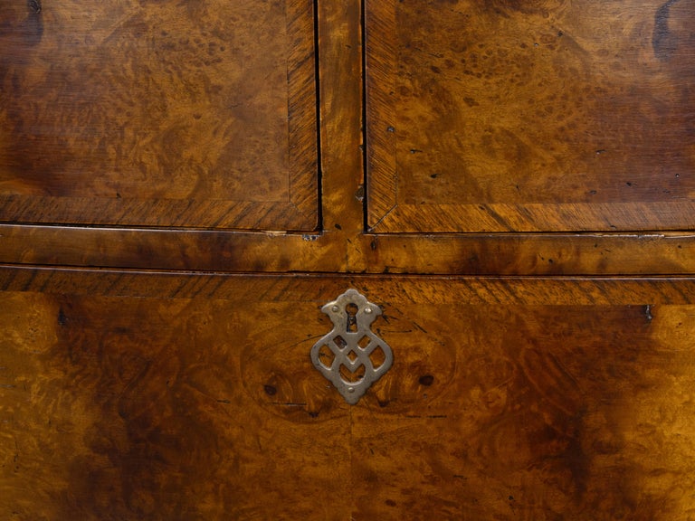 Early 19th Century English Regency Burr Walnut Bow-Front Chest of Drawers - Image 9