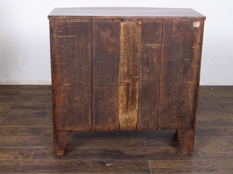 Early 19th Century English Regency Burr Walnut Bow-Front Chest of Drawers - Image 4