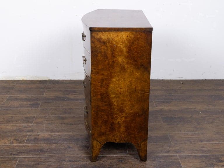Early 19th Century English Regency Burr Walnut Bow-Front Chest of Drawers - Image 3