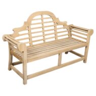 English Lutyens Style Teak Garden Bench with Arched Lattice Back, circa 1920