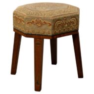 English 19th Century Mahogany Octagonal Stool with Needlepoint Seat