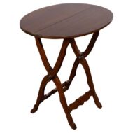 English 19th Century Walnut Oval Folding Side Table with X-Form Base
