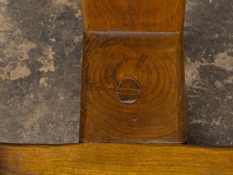 English 19th Century Walnut Folk Low Chair with Three-Legged Base - Image 9