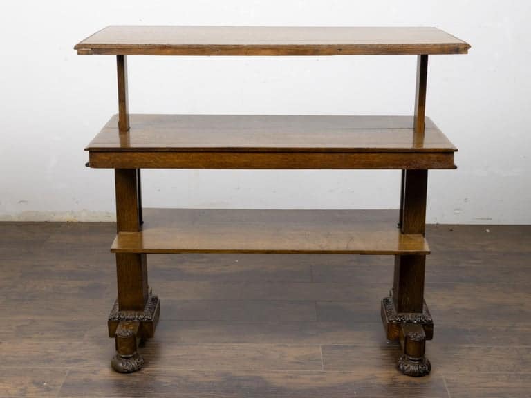 English Victorian Carved Oak Three-Tier Display Shelf, circa 1880 - Image 3